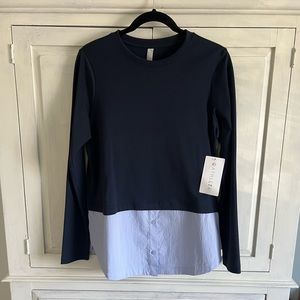 Athleta Gallery Top, navy blue, size Small Tall, NWT